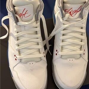 Jordan White and Red Retro Sneakers Classic Design